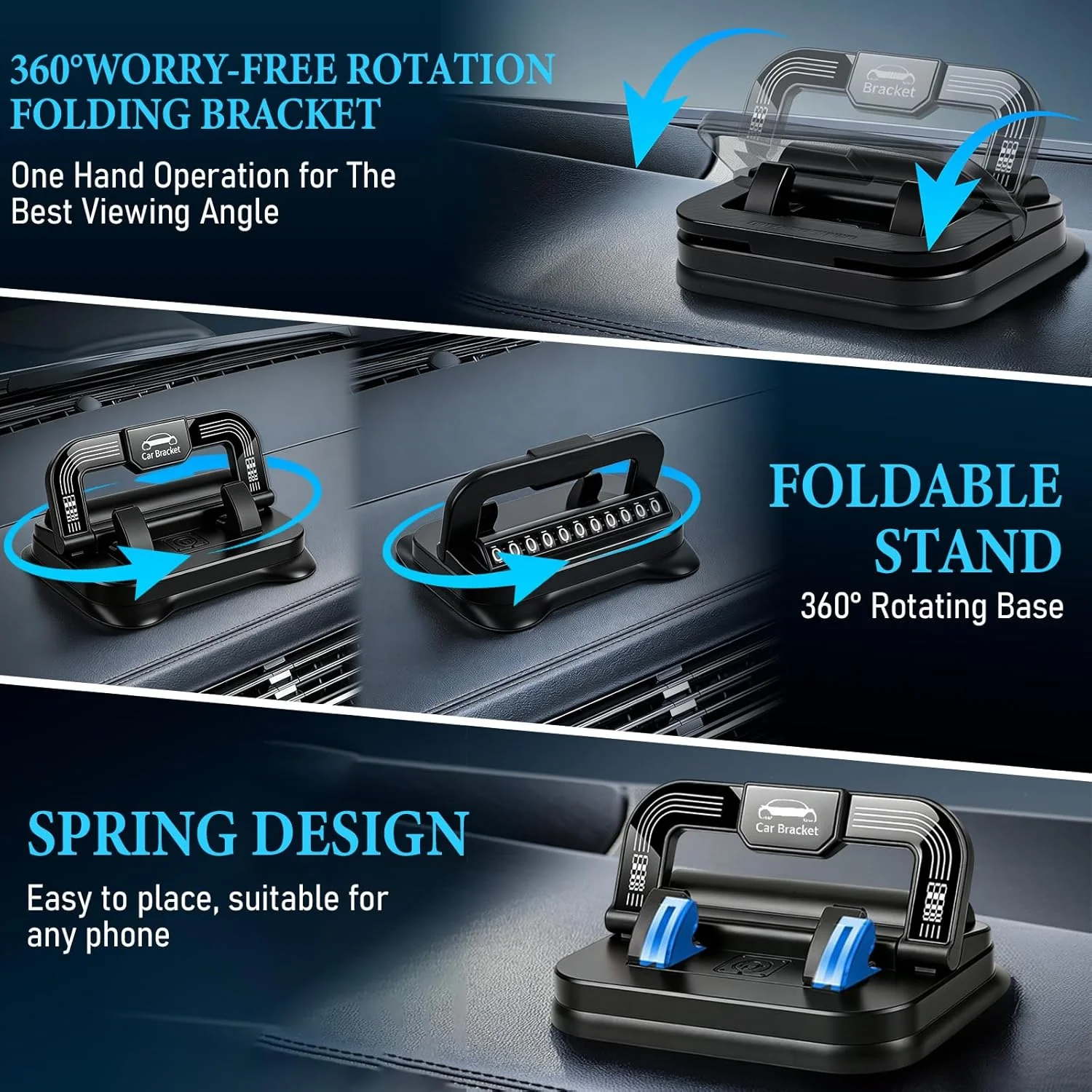 2-in-1 360° Rotation Car Phone Holder & Emergency Contact Plate - Image 4