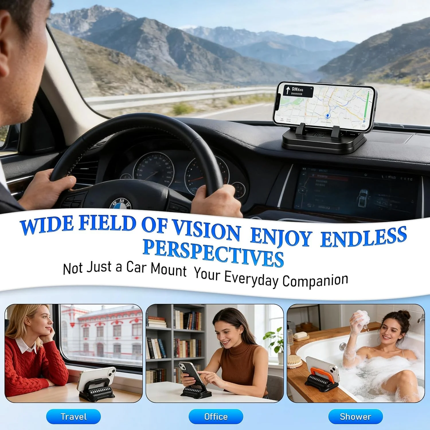 2-in-1 360° Rotation Car Phone Holder & Emergency Contact Plate - Image 5