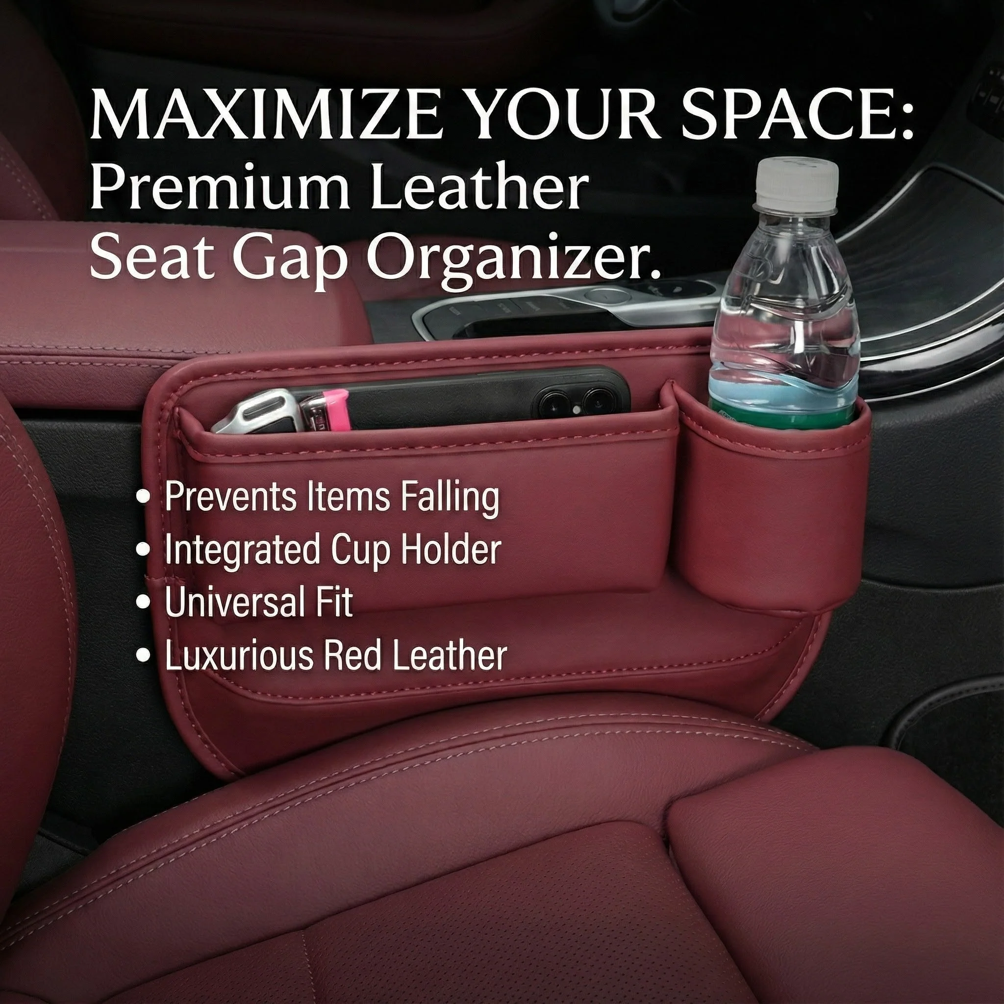 Car Leather Cup Holder Gap Bag - Image 4